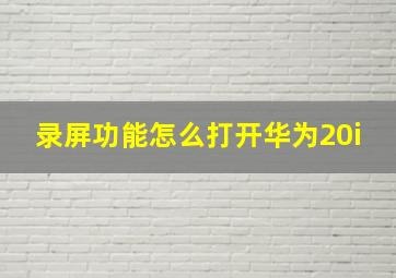 录屏功能怎么打开华为20i