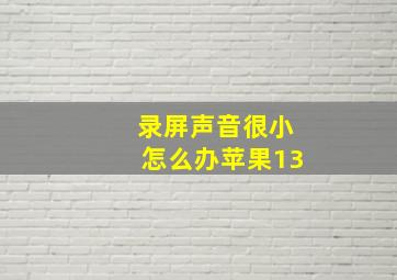 录屏声音很小怎么办苹果13