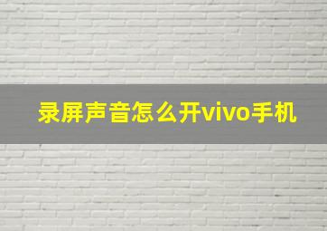 录屏声音怎么开vivo手机