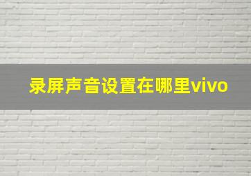 录屏声音设置在哪里vivo