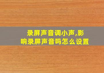 录屏声音调小声,影响录屏声音吗怎么设置