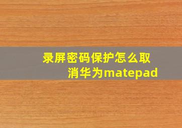 录屏密码保护怎么取消华为matepad