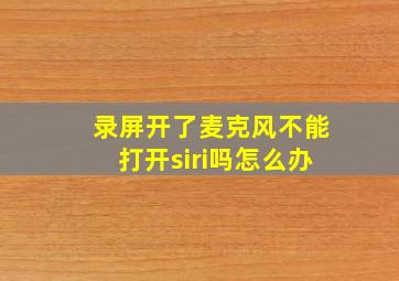 录屏开了麦克风不能打开siri吗怎么办