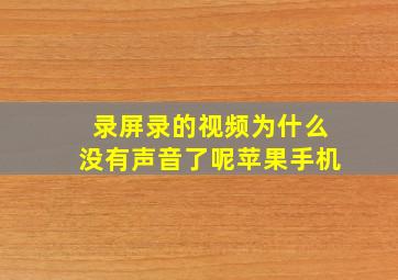 录屏录的视频为什么没有声音了呢苹果手机