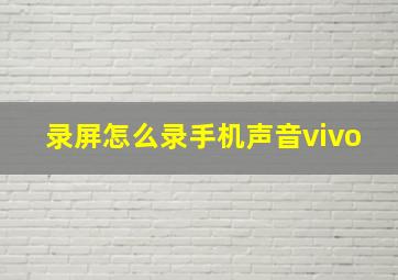 录屏怎么录手机声音vivo