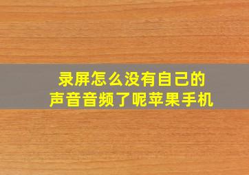 录屏怎么没有自己的声音音频了呢苹果手机