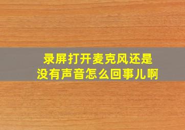 录屏打开麦克风还是没有声音怎么回事儿啊