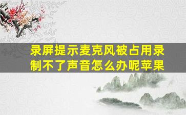 录屏提示麦克风被占用录制不了声音怎么办呢苹果