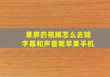 录屏的视频怎么去除字幕和声音呢苹果手机