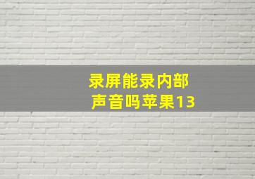 录屏能录内部声音吗苹果13