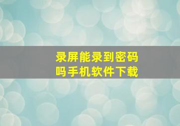 录屏能录到密码吗手机软件下载