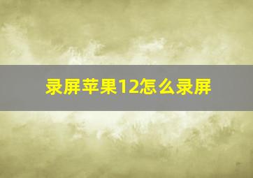 录屏苹果12怎么录屏