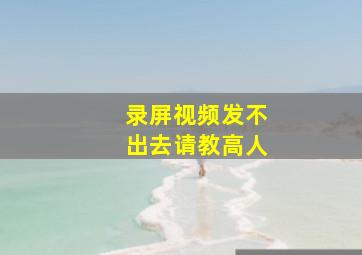 录屏视频发不出去请教高人