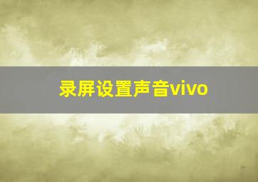 录屏设置声音vivo