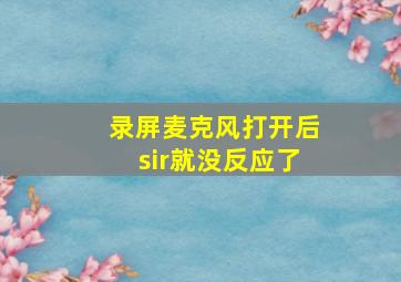 录屏麦克风打开后sir就没反应了