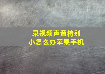 录视频声音特别小怎么办苹果手机