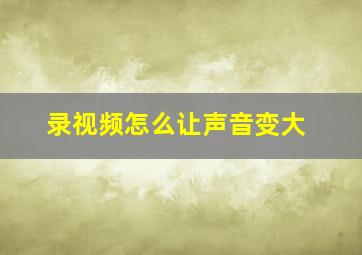 录视频怎么让声音变大