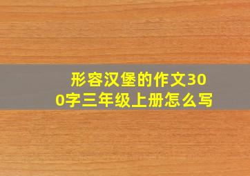 形容汉堡的作文300字三年级上册怎么写