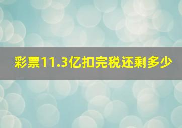 彩票11.3亿扣完税还剩多少