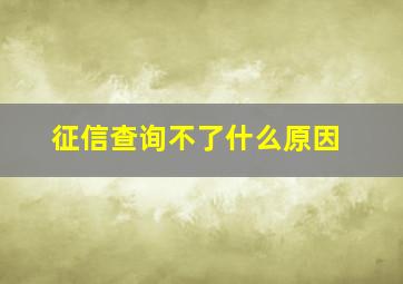 征信查询不了什么原因