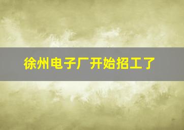 徐州电子厂开始招工了