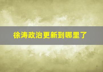 徐涛政治更新到哪里了