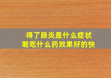 得了肠炎是什么症状呢吃什么药效果好的快