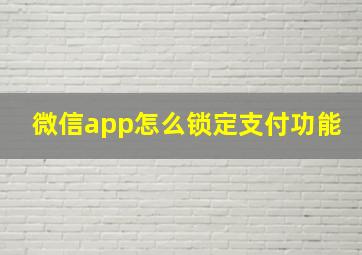 微信app怎么锁定支付功能