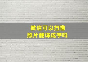 微信可以扫描照片翻译成字吗