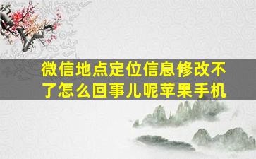 微信地点定位信息修改不了怎么回事儿呢苹果手机