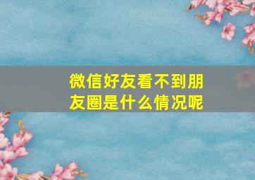 微信好友看不到朋友圈是什么情况呢