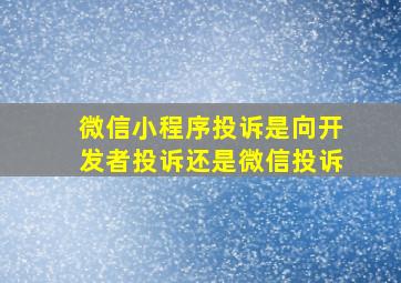 微信小程序投诉是向开发者投诉还是微信投诉