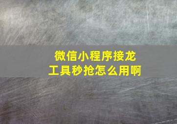 微信小程序接龙工具秒抢怎么用啊