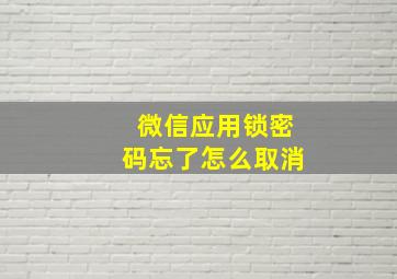 微信应用锁密码忘了怎么取消