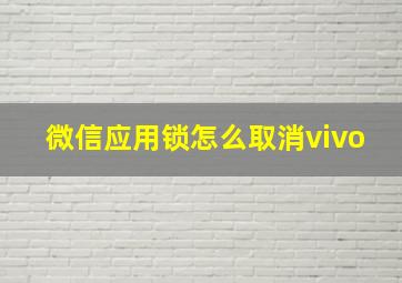 微信应用锁怎么取消vivo