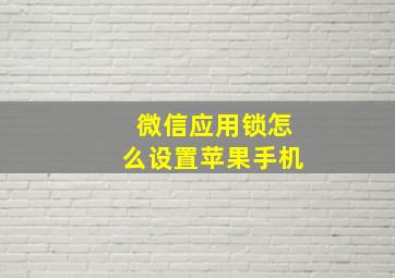 微信应用锁怎么设置苹果手机