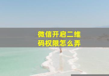 微信开启二维码权限怎么弄