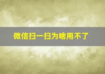 微信扫一扫为啥用不了