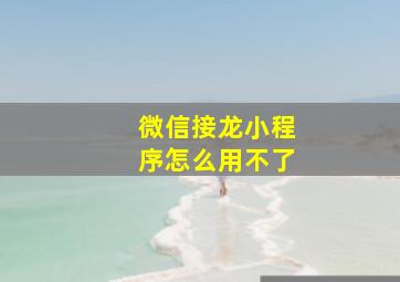 微信接龙小程序怎么用不了