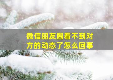 微信朋友圈看不到对方的动态了怎么回事