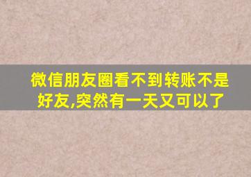 微信朋友圈看不到转账不是好友,突然有一天又可以了