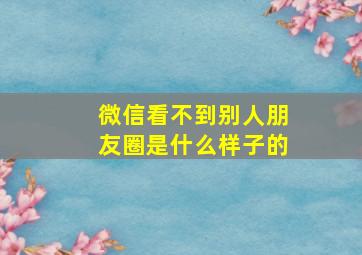 微信看不到别人朋友圈是什么样子的