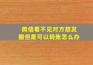 微信看不见对方朋友圈但是可以转账怎么办