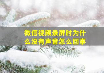 微信视频录屏时为什么没有声音怎么回事