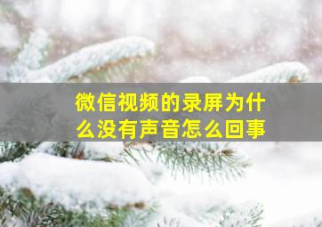 微信视频的录屏为什么没有声音怎么回事