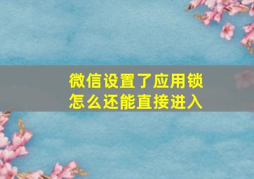 微信设置了应用锁怎么还能直接进入