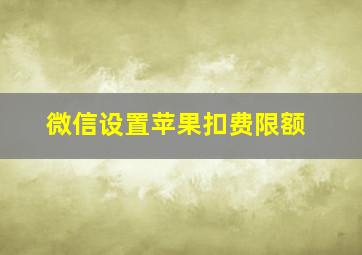 微信设置苹果扣费限额