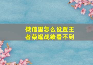 微信里怎么设置王者荣耀战绩看不到