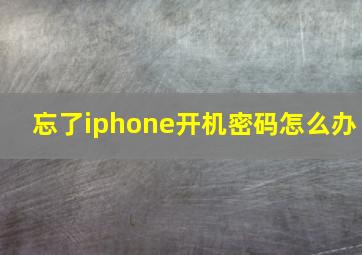 忘了iphone开机密码怎么办