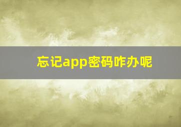 忘记app密码咋办呢